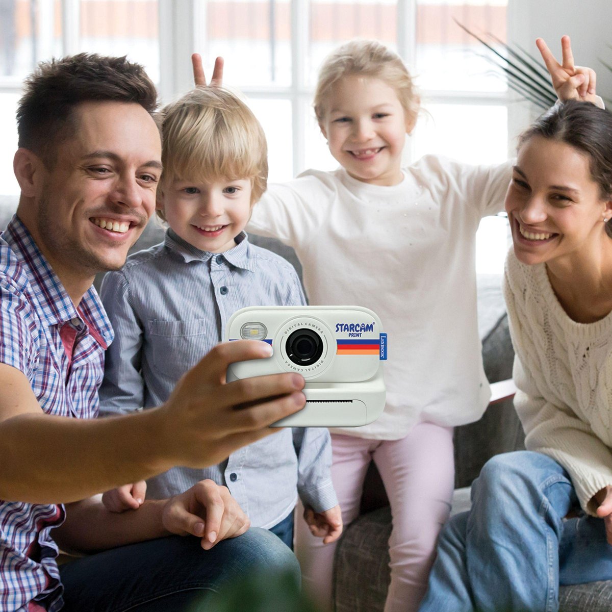 Starcam® Print, appareil photo à impression instantanée avec capteur de 1,3 mm, carte SD et kit de personnalisation des photos blanc, LEXIBOOK