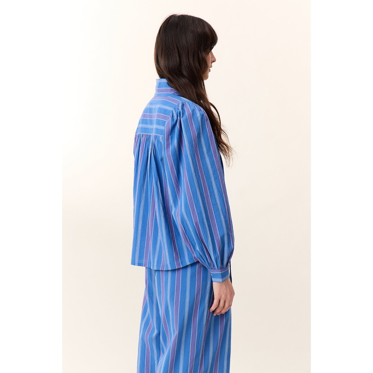 Cilian Striped Blouse with Pussy-Bow Collar blue striped, LEON & HARPER