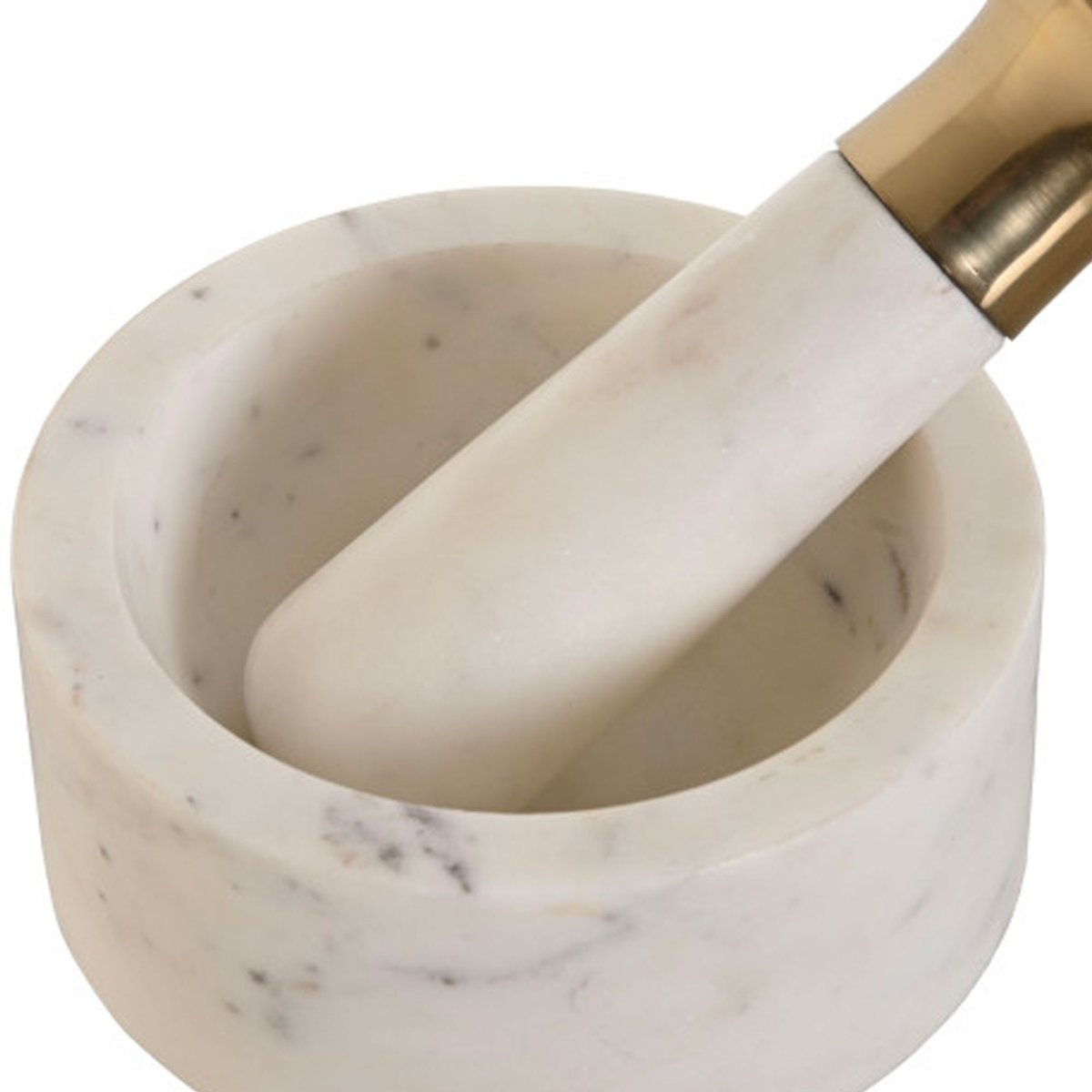 Mortier et pilon en marbre blanc et laiton doré 12.5x12.5x7.5cm blanc, WADIGA