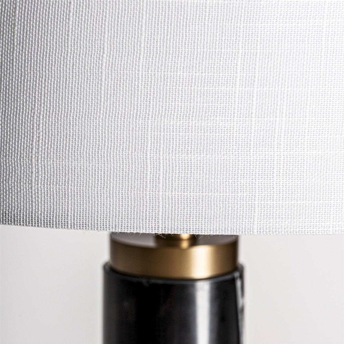 Lampadaire en marbre et coton, Art déco noir marbre et blanc naturel, RECOLLECTION