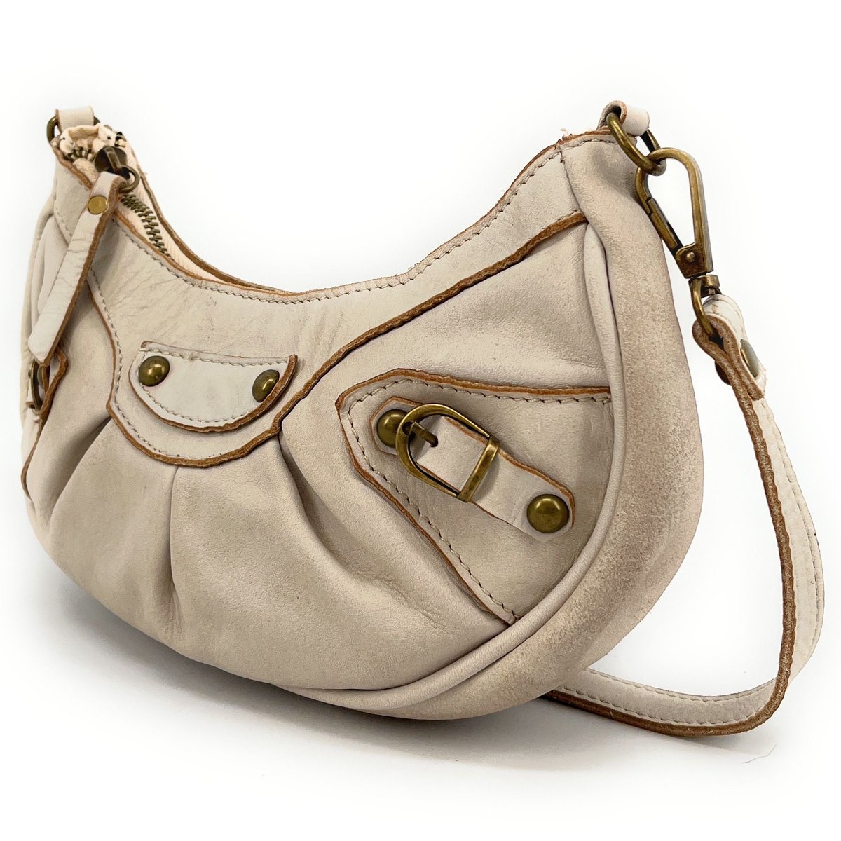 Sac à main en cuir vintage MISS LUNA taupe clair, OH MY BAG