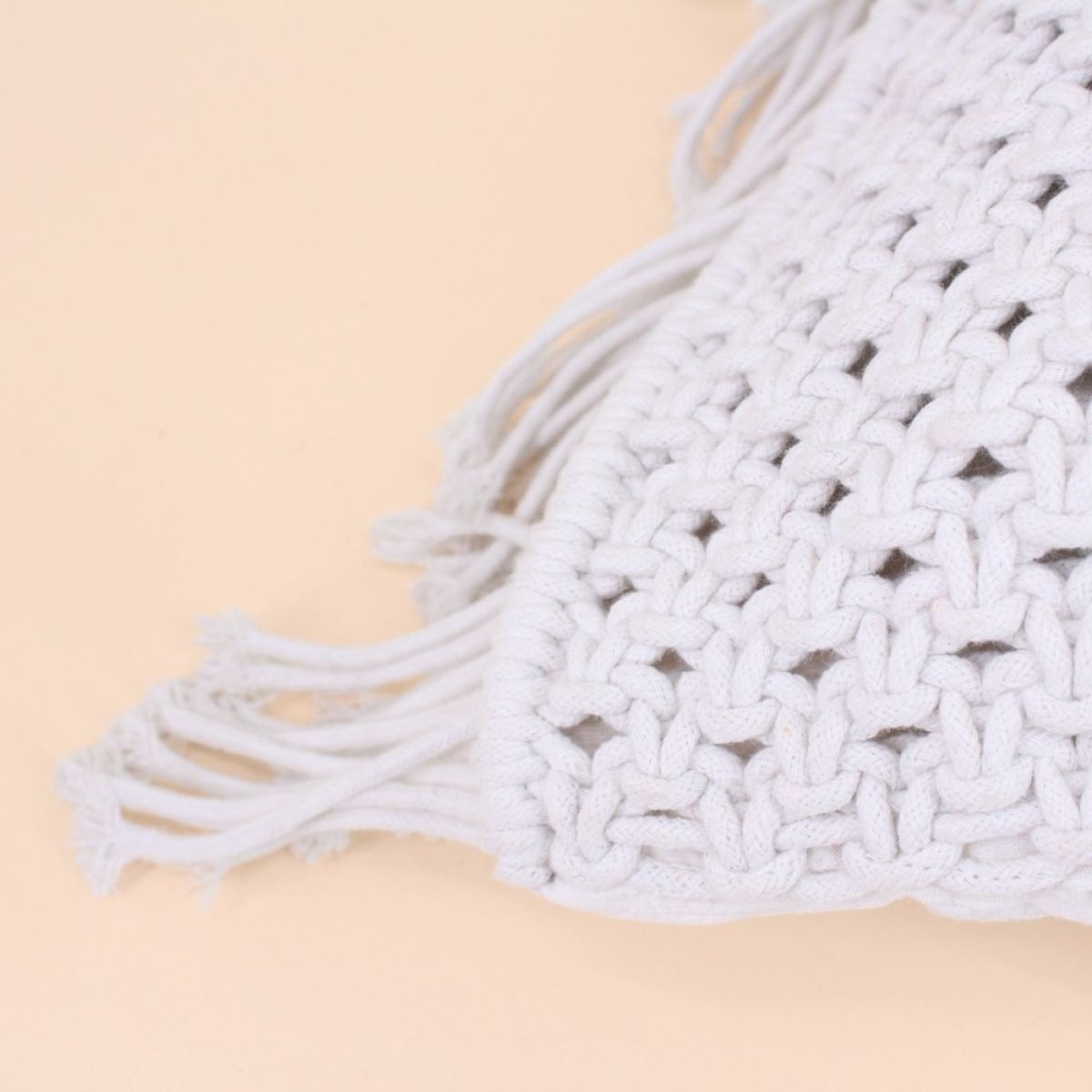 Coussin macramé en coton 40x60cm blanc, ORNAMI