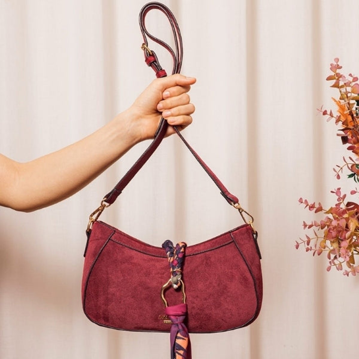 Sac porté épaule Tivaline bordeaux,doré, LOLLIPOPS