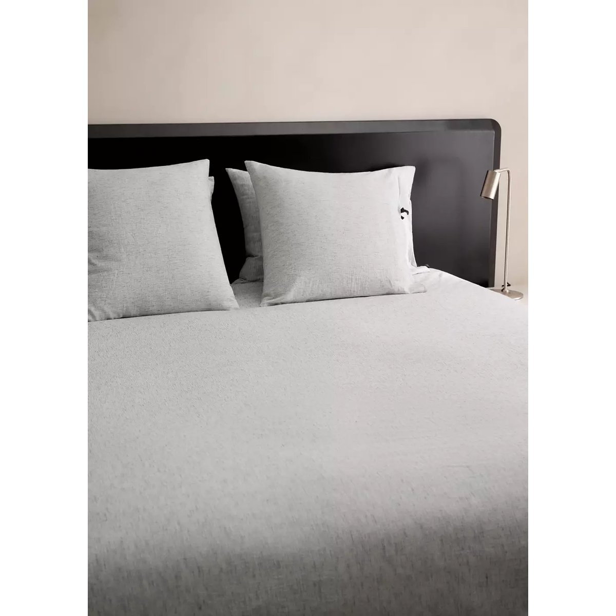Housse de couette coton lin à rayures fines Lit 135/140 cm gris, MANGO HOME