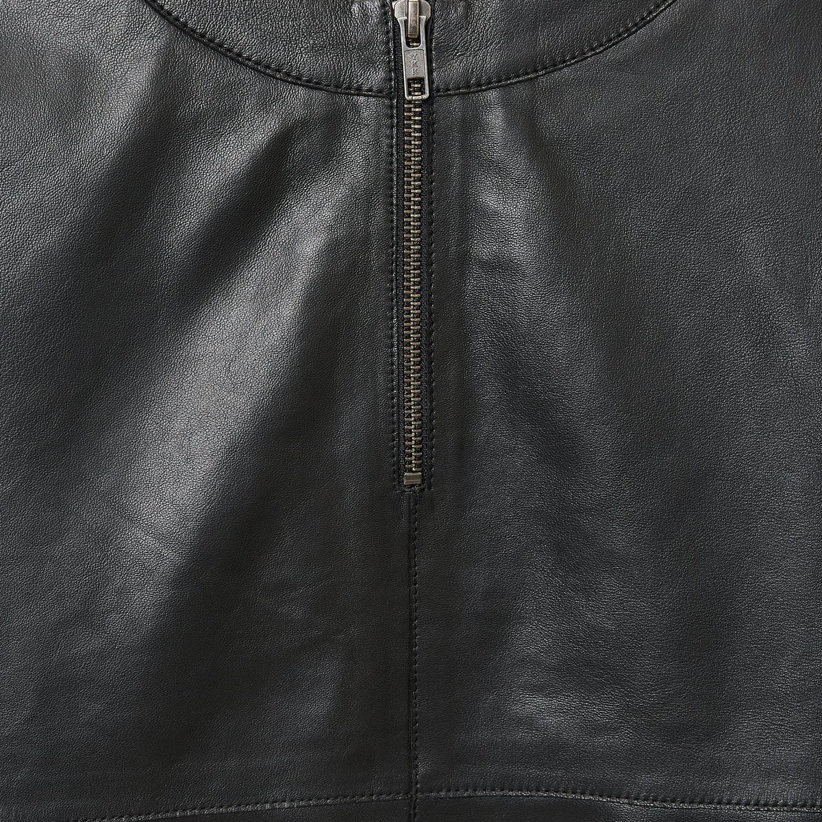 Top manches coudes en cuir noir, MONOPRIX