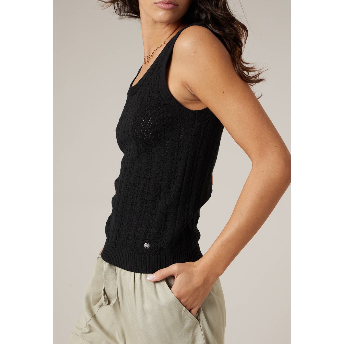 Débardeur femme en coton KISHI black, DEELUXE