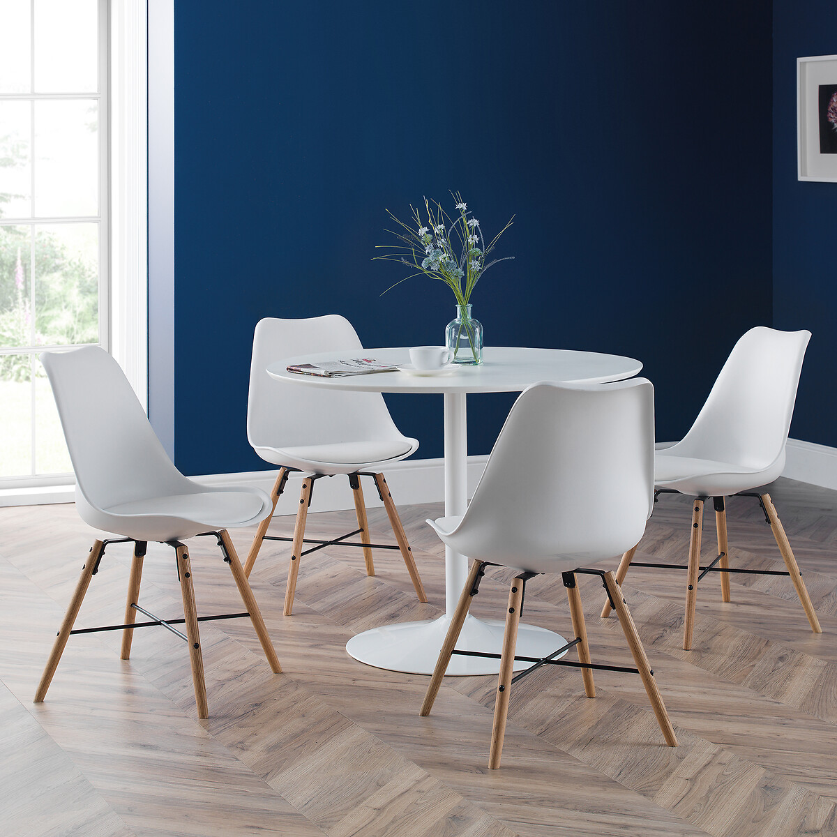 Novie Scandi Dining Chairs with Oak Legs (Set of 2) white, SO'HOME