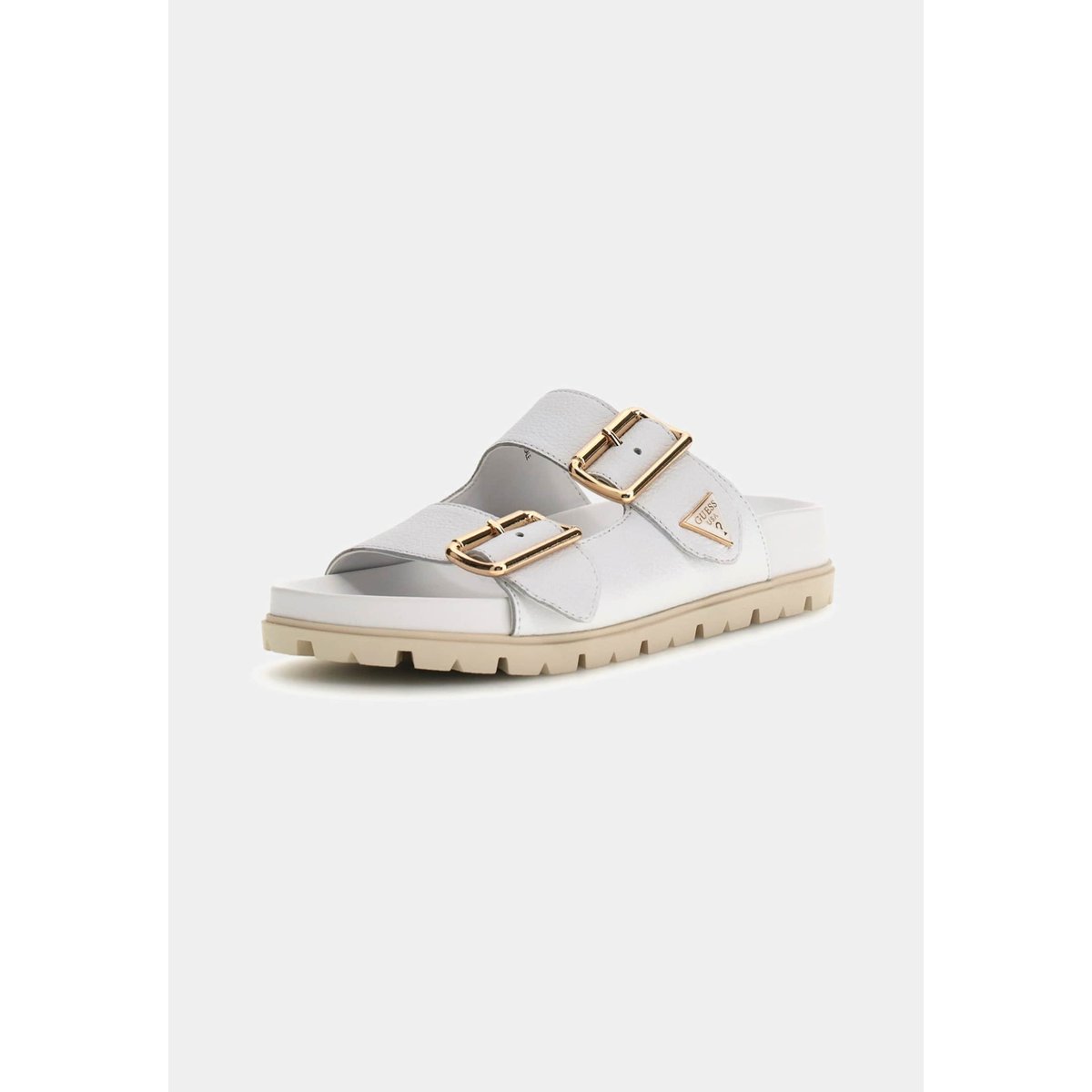 Sandales Fasten Cuir Véritable blanc, GUESS