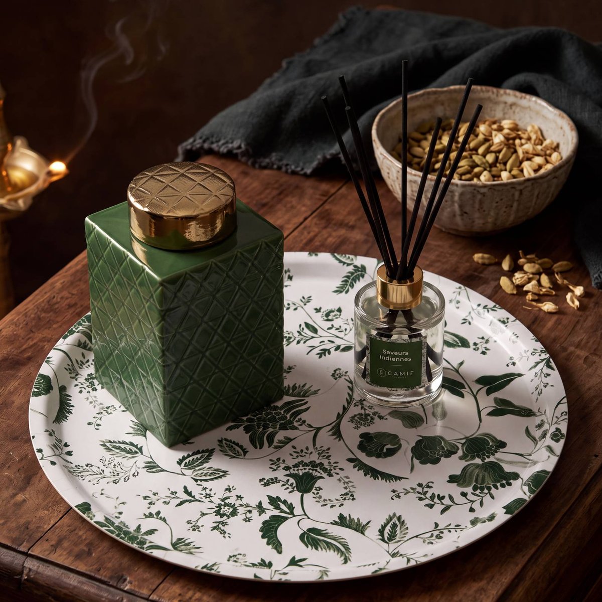 Boîte céramique déco vert 25 cm - SOAN vert, CAMIF