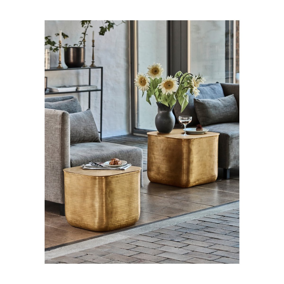 Table basse Cajas lot de 2 doré, HOUSE DOCTOR