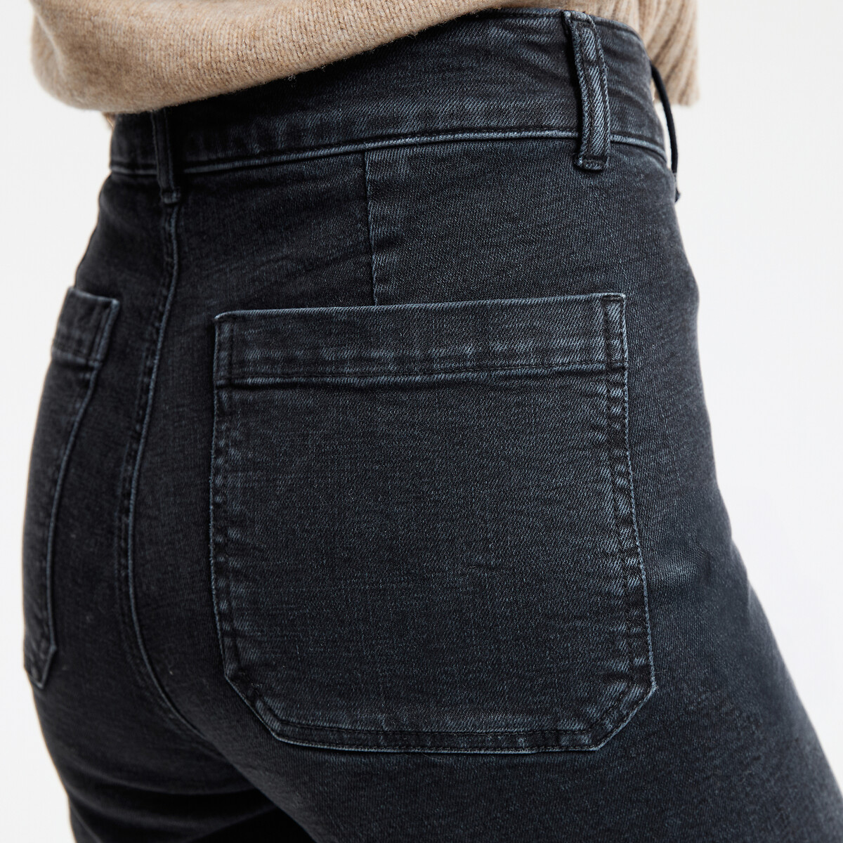 Wijde jeans met hoge taille brossed zwart, LA REDOUTE COLLECTIONS