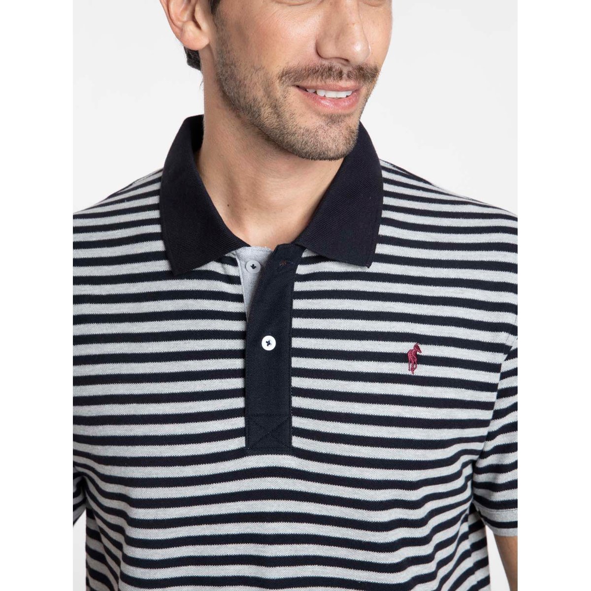 Polos manches courtes en coton OSAKA marine/gris chine, GENTLEMAN FARMER