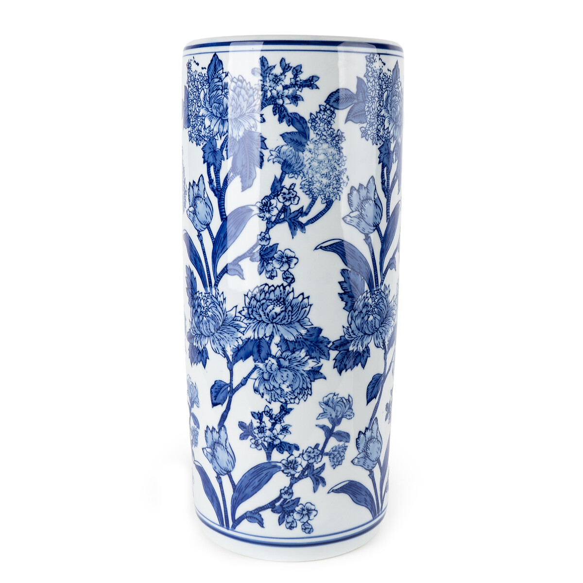 18" Floral Pattern Cylinder Vase blue, SO'HOME