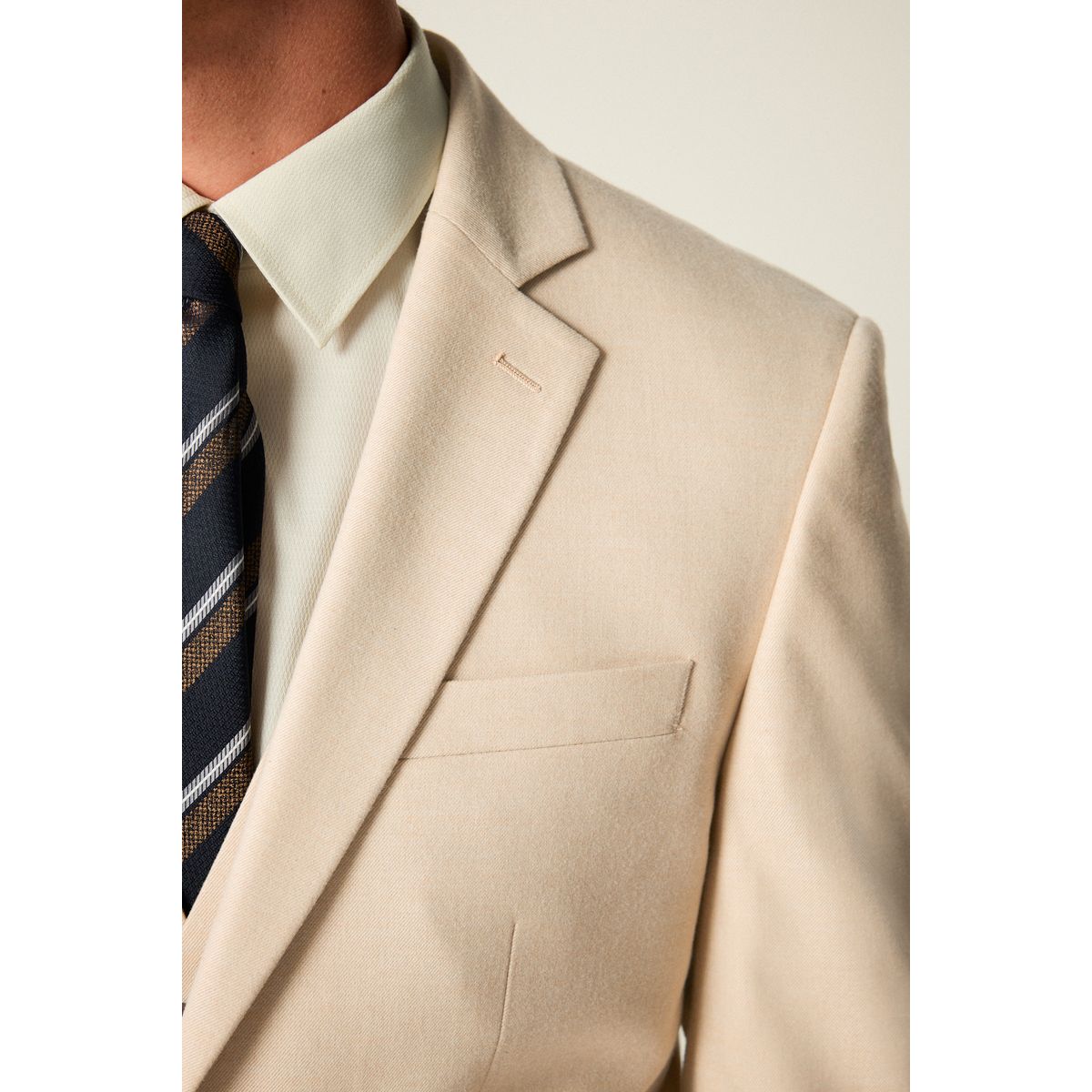 Veste de costume coupe slim en flanelle naturel, NEXT