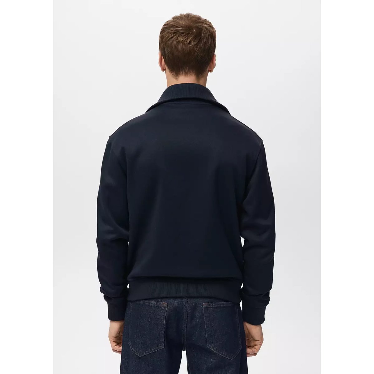 Sweat-shirt zippé bleu marine, MANGO MAN