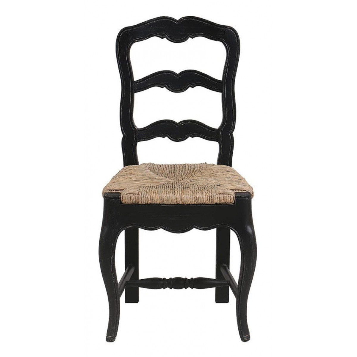 Lot de 2 chaises paillée pieds - ROMANCE noir, INTERIOR'S