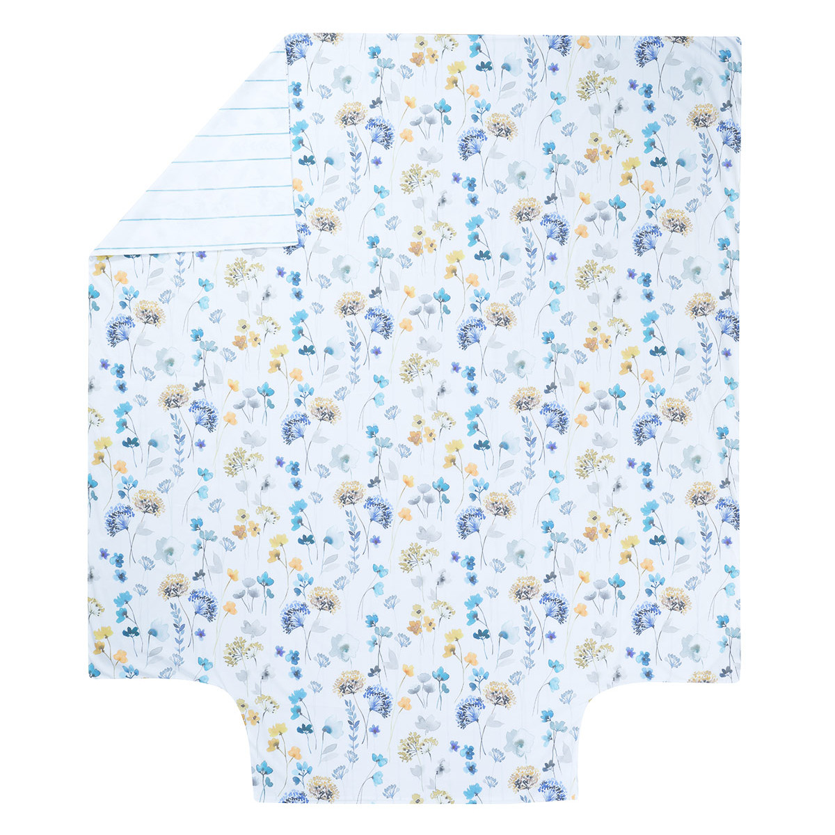Parure housse de couette percale avec 2 taies 50x70 cm AGATHA aqua sea, SENSEI MAISON