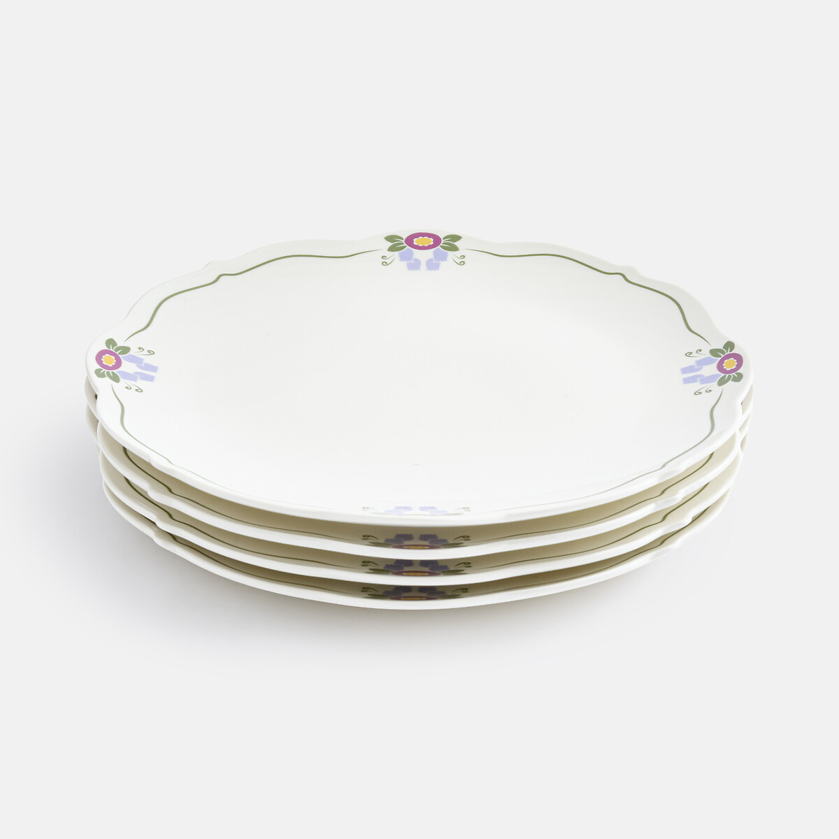 Lot de 4 assiettes au décor floral, en porcelaine, POPIE imprimé floral, LA REDOUTE INTERIEURS