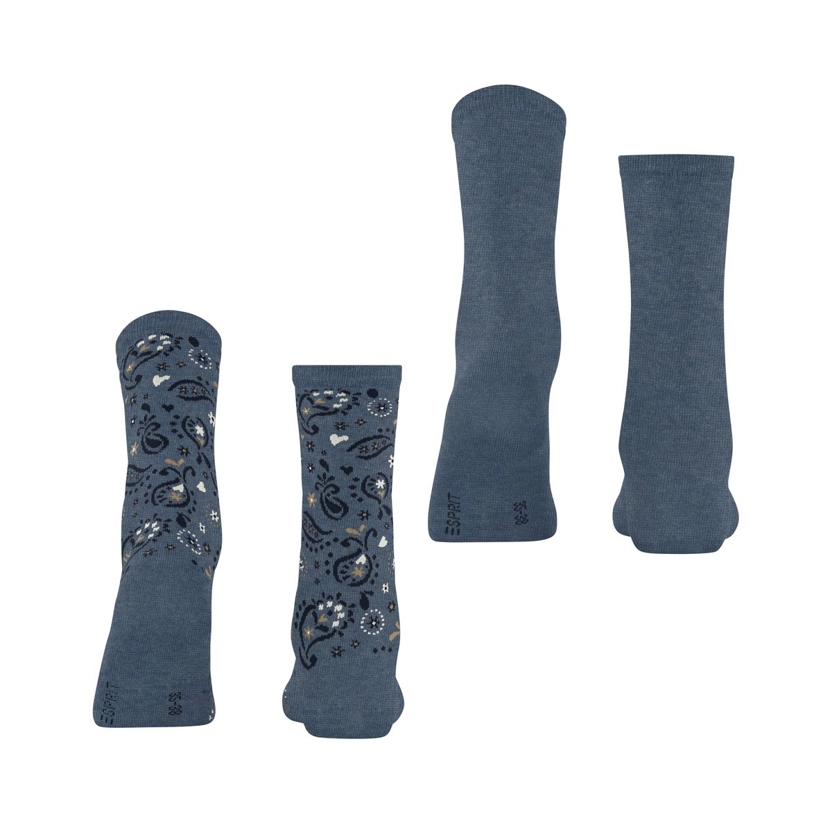 Chaussettes Soft Paiyley 2-Pack Opaque denim, ESPRIT