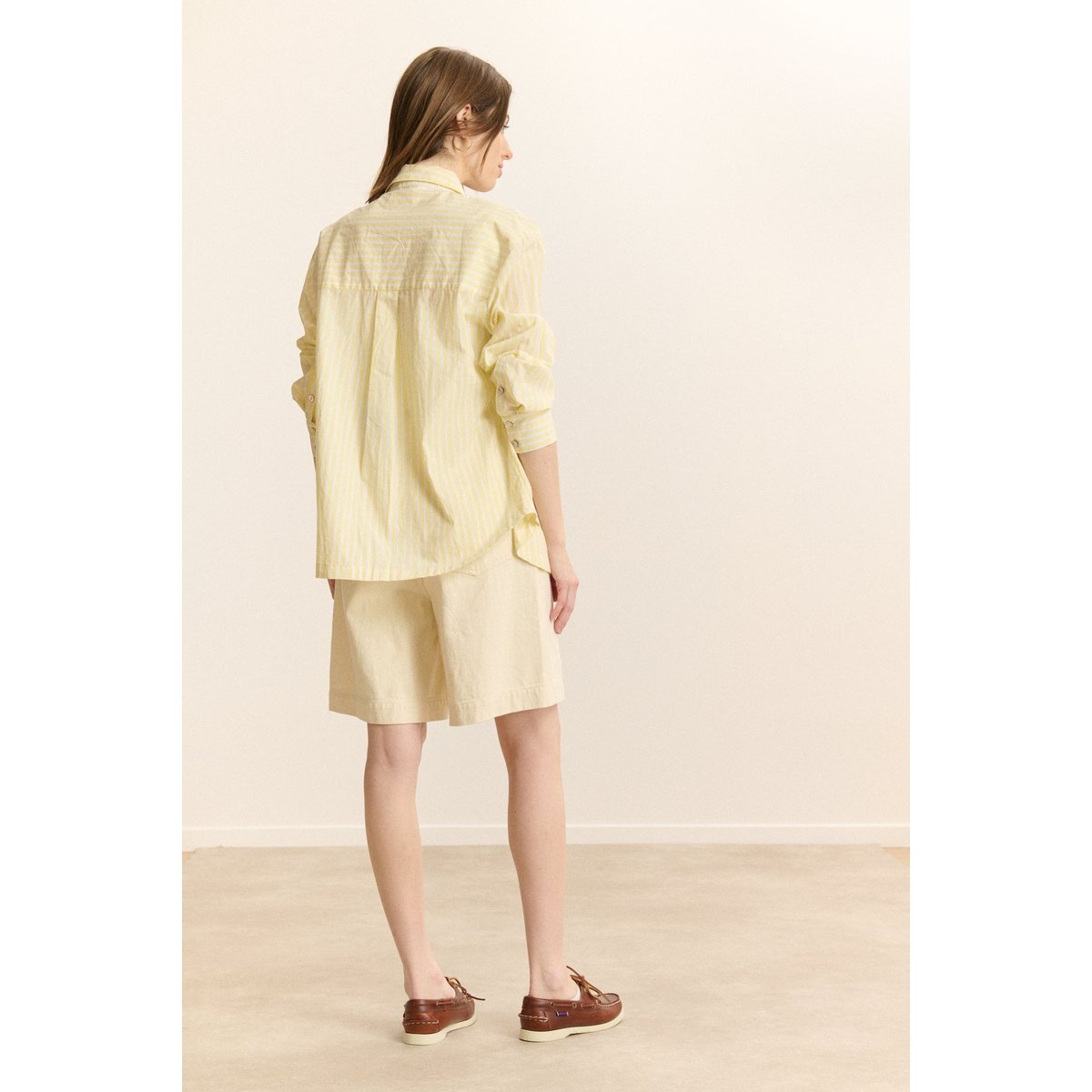 Chemise à rayures et manches longues BELLE jaune, GARANCE PARIS
