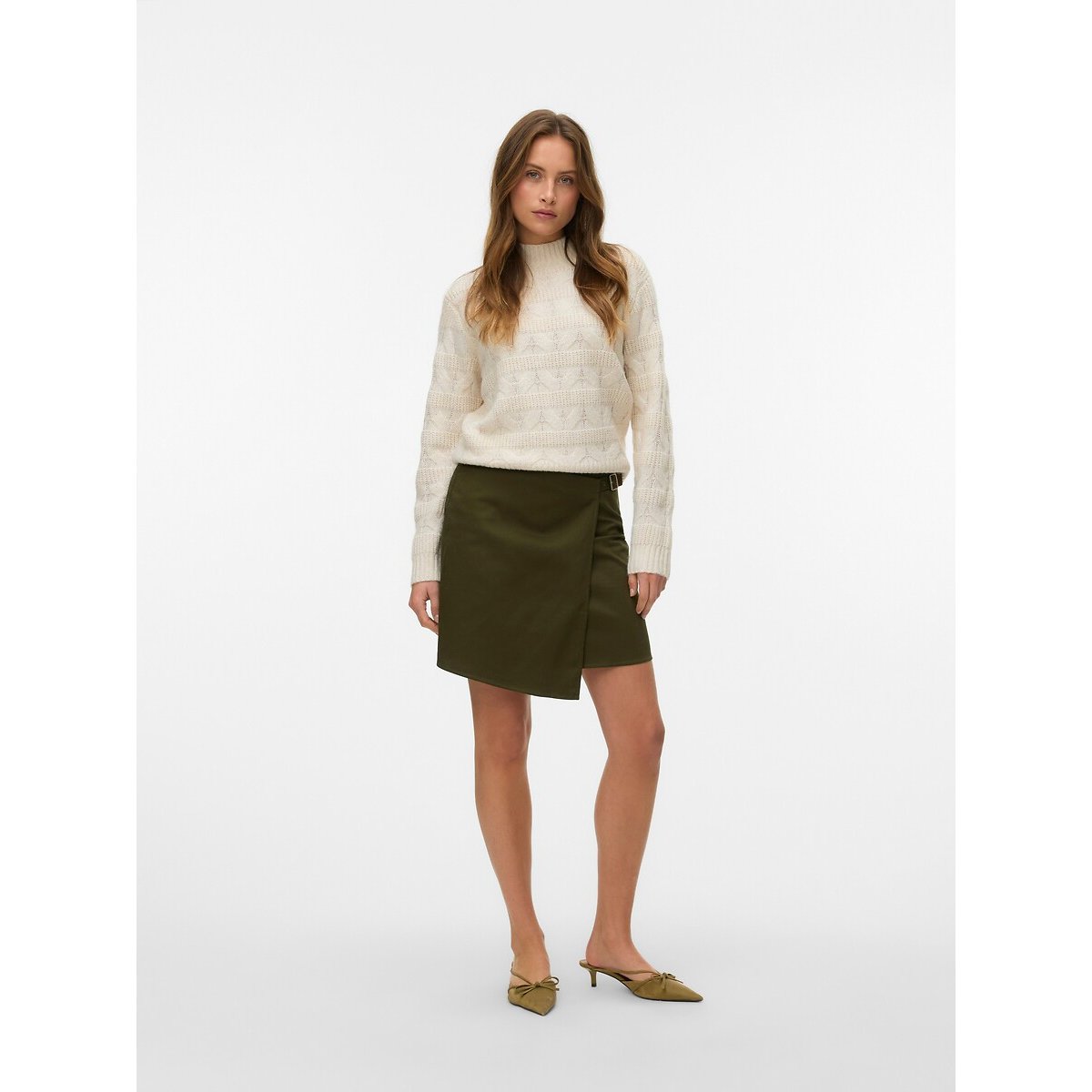Pull col montant torsadé blanc, VERO MODA