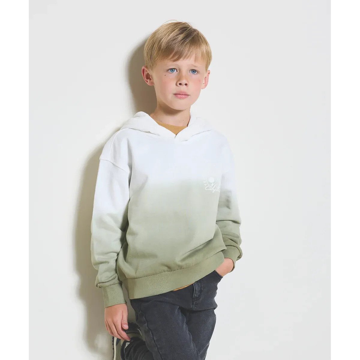 Tie Dye Hoodie in Organic Cotton white/green, TAPE A L'OEIL