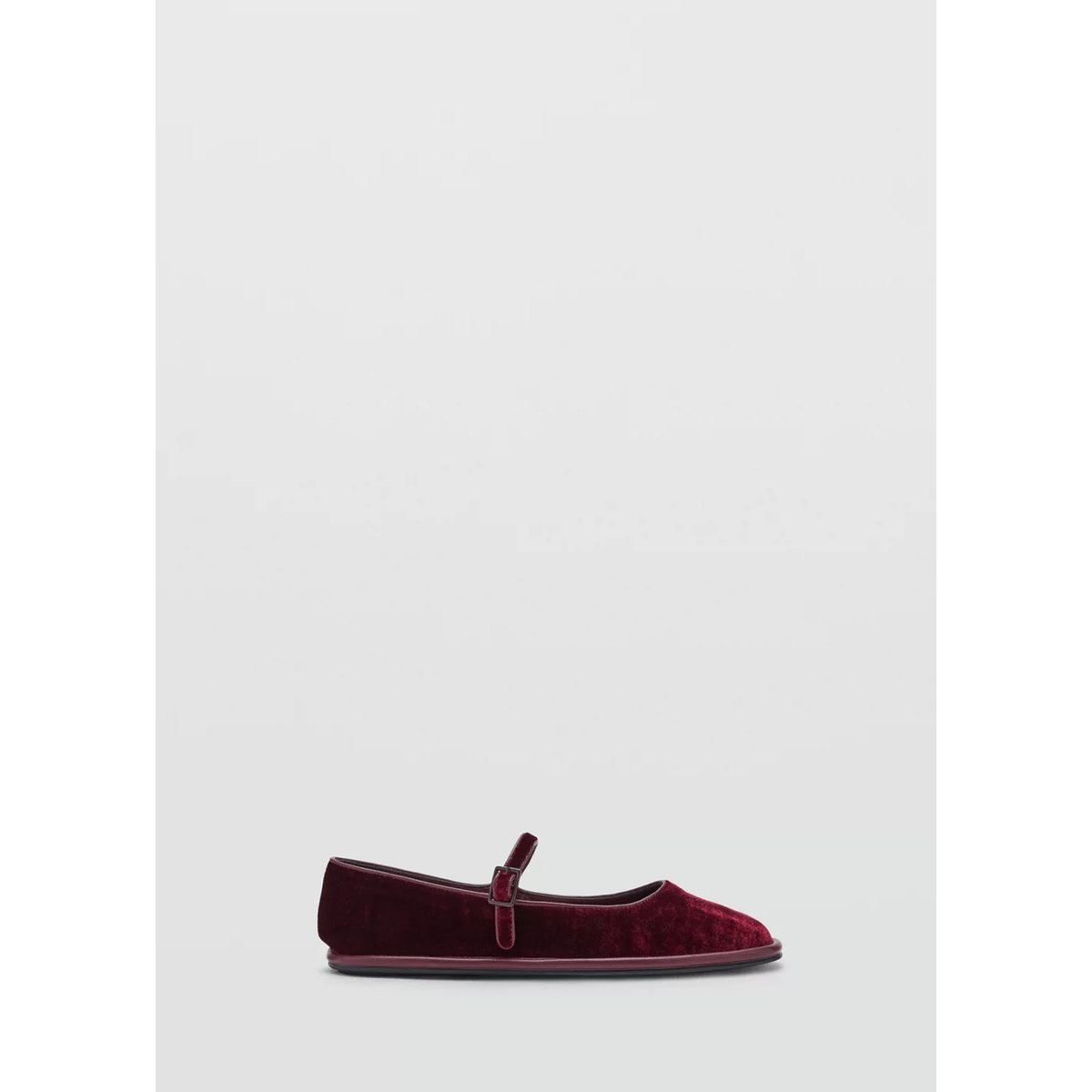 Ballerines en velours à boucle bordeaux, MANGO TEEN