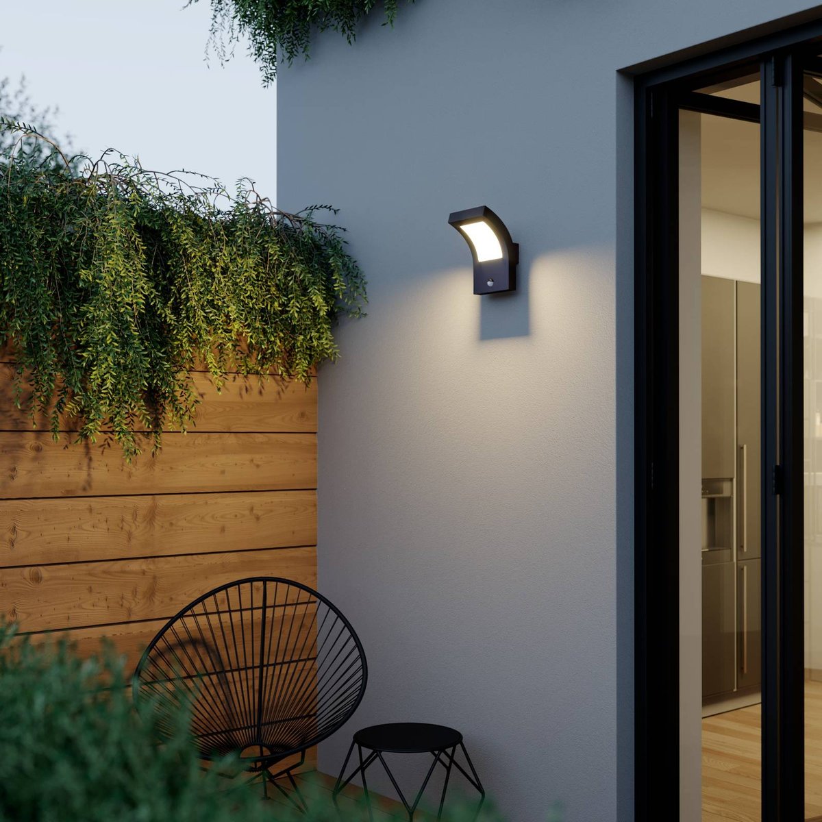 Applique extérieure en aluminium moderneLED gris graphite (ral 840-m), blanc opale, ARCCHIO
