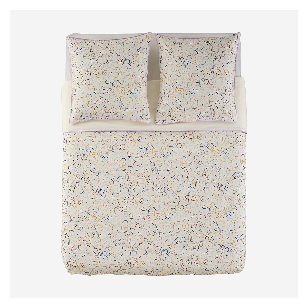 Parure de lit en percale de coton bio ALBANE multicolore, HABITAT