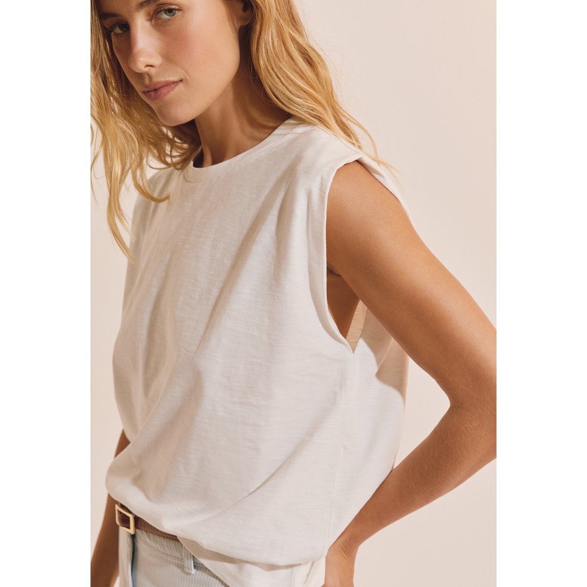 T-shirt sans manches en coton THEO TS blanc, ETAM