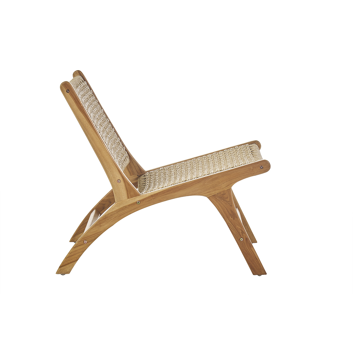Fauteuil lounge en bois teck massif et corde tressée SUMBA marron, MILIBOO
