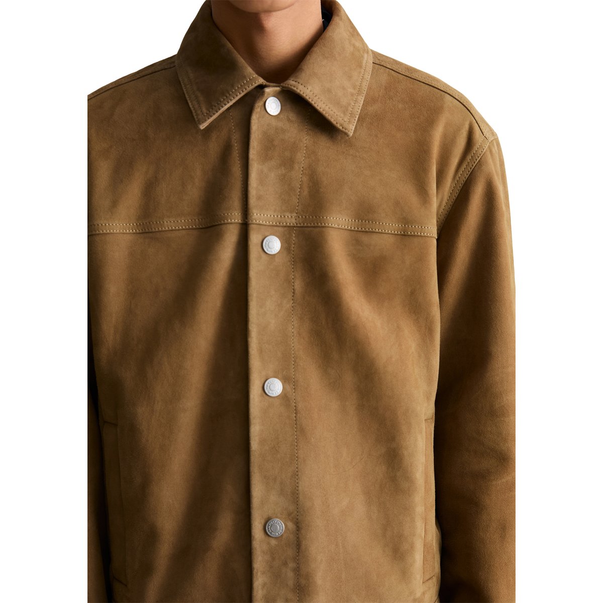 Veste en cuir régulière en cuir velours doux gris, MARC O’POLO DENIM