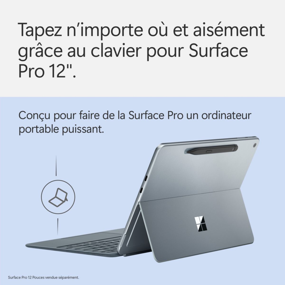 Clavier Clavier + Stylet Bleu Surface Pro 12'' couleur unique, MICROSOFT