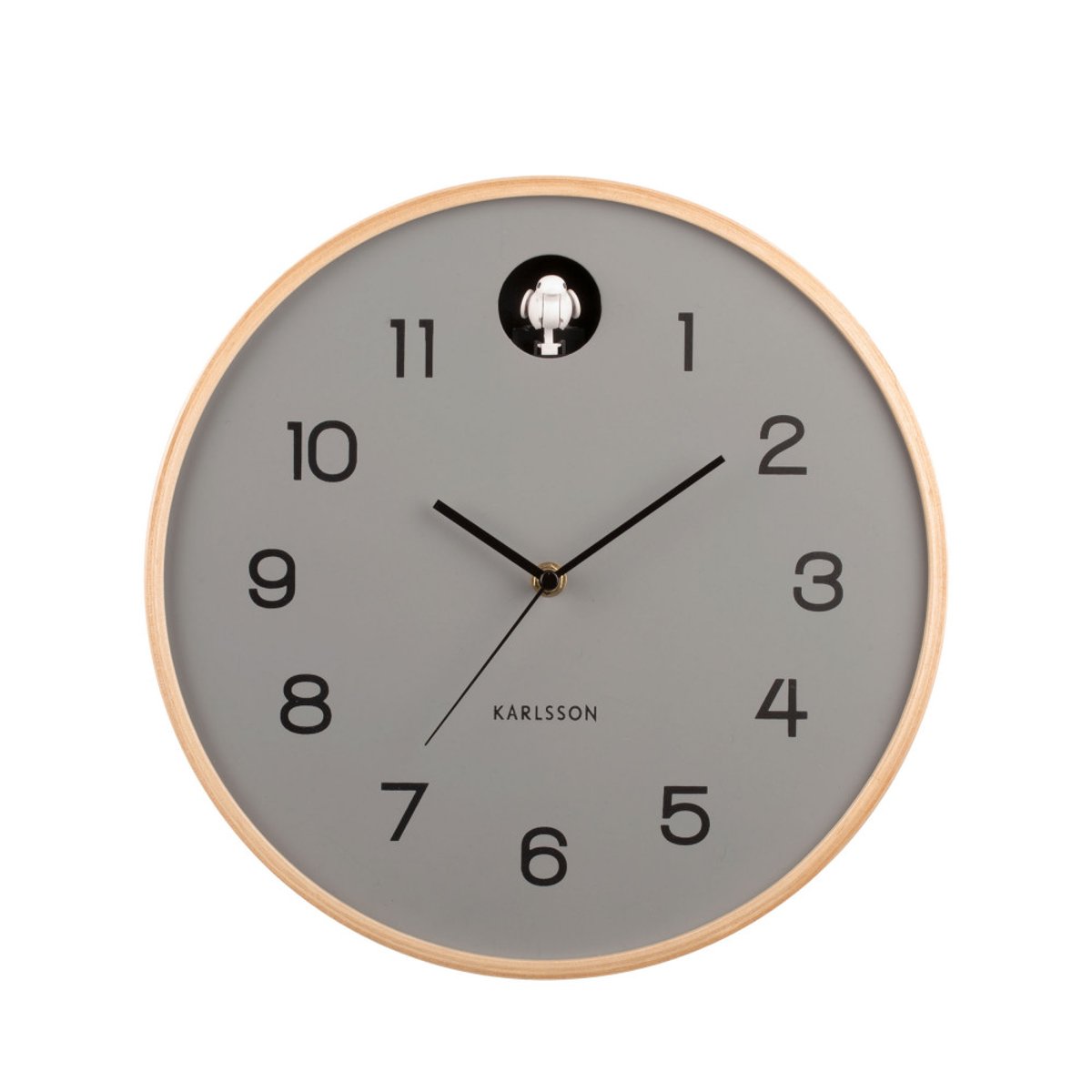 Horloge murale ronde 31,5cm- NATURAL CUCKOO gris, KARLSSON
