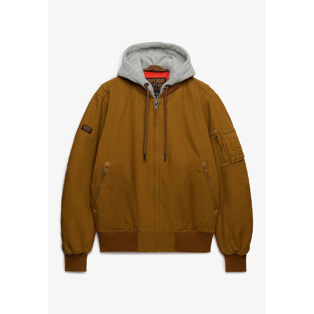 Bomber MA1 en Toile à Capuche marron denim co tobacco, SUPERDRY