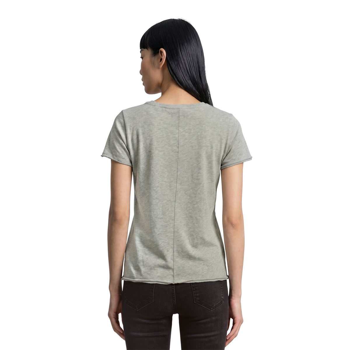 T-shirt classique à encolure en V en Organic Cotton Slub Jersey gris, MARC O’POLO DENIM