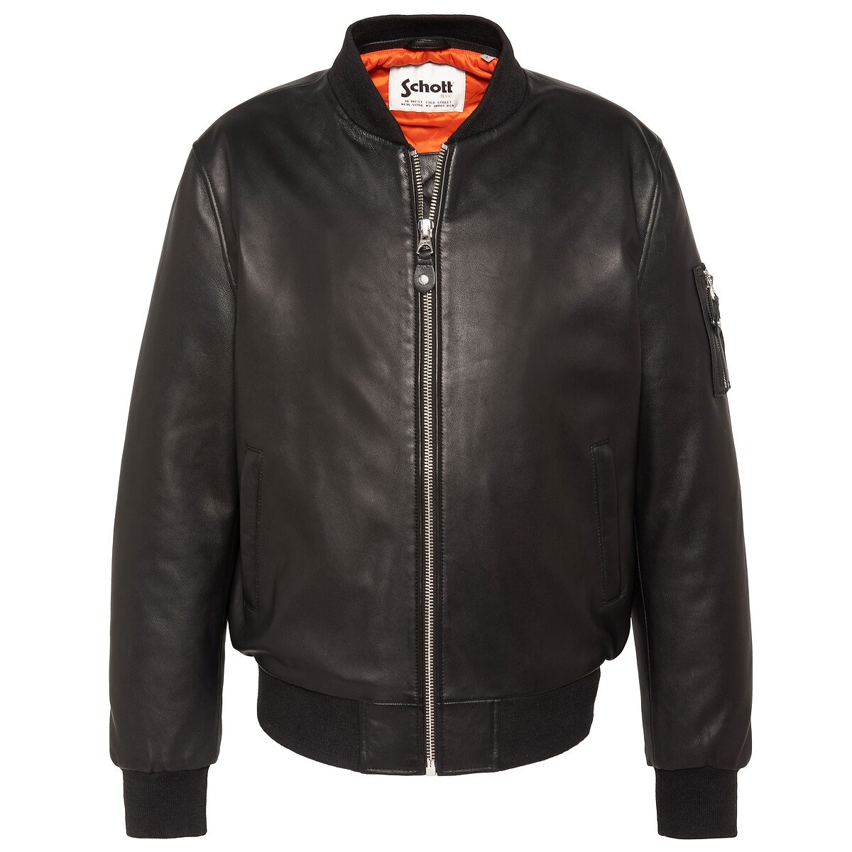 Bomber en cuir, à capuche, LCSPORT noir, SCHOTT