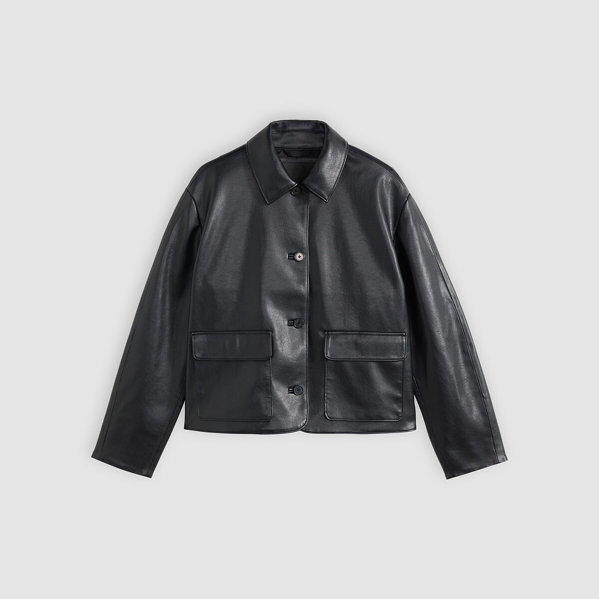 Manteau court boutonné, col polo noir, LEVI'S