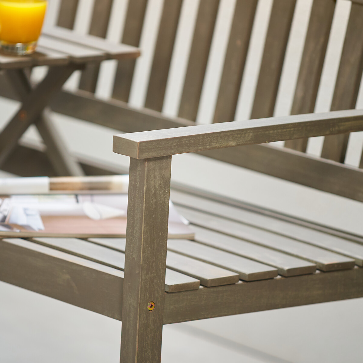 Antique Grey Acacia Wood Bench with Pop Up Table grey , SO'HOME