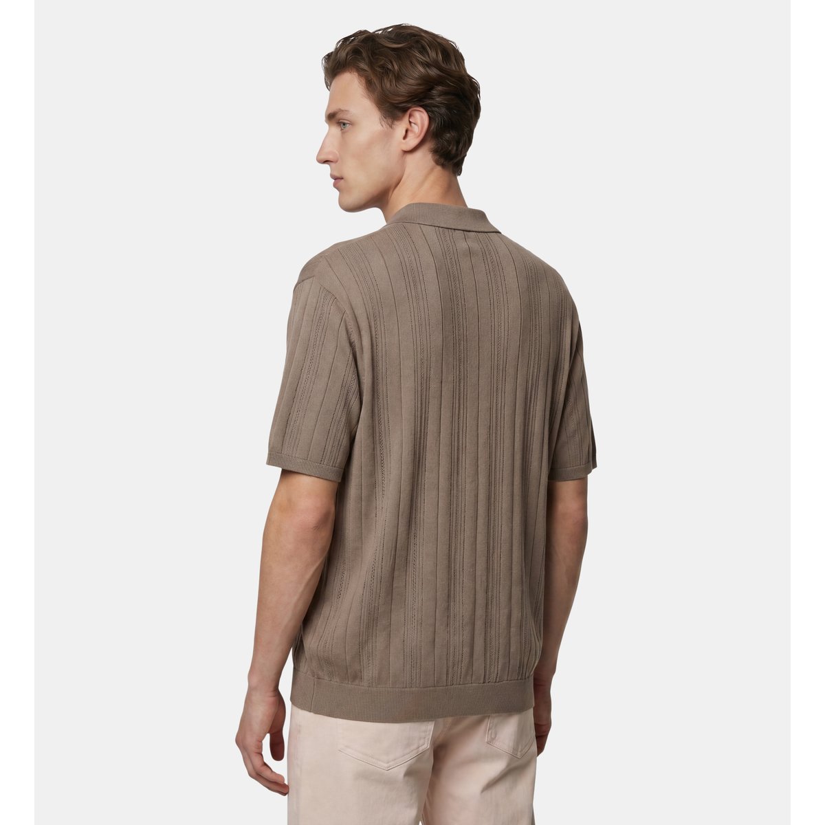 Polo tolico maille pointelle coton beige grès, GALERIES LAFAYETTE