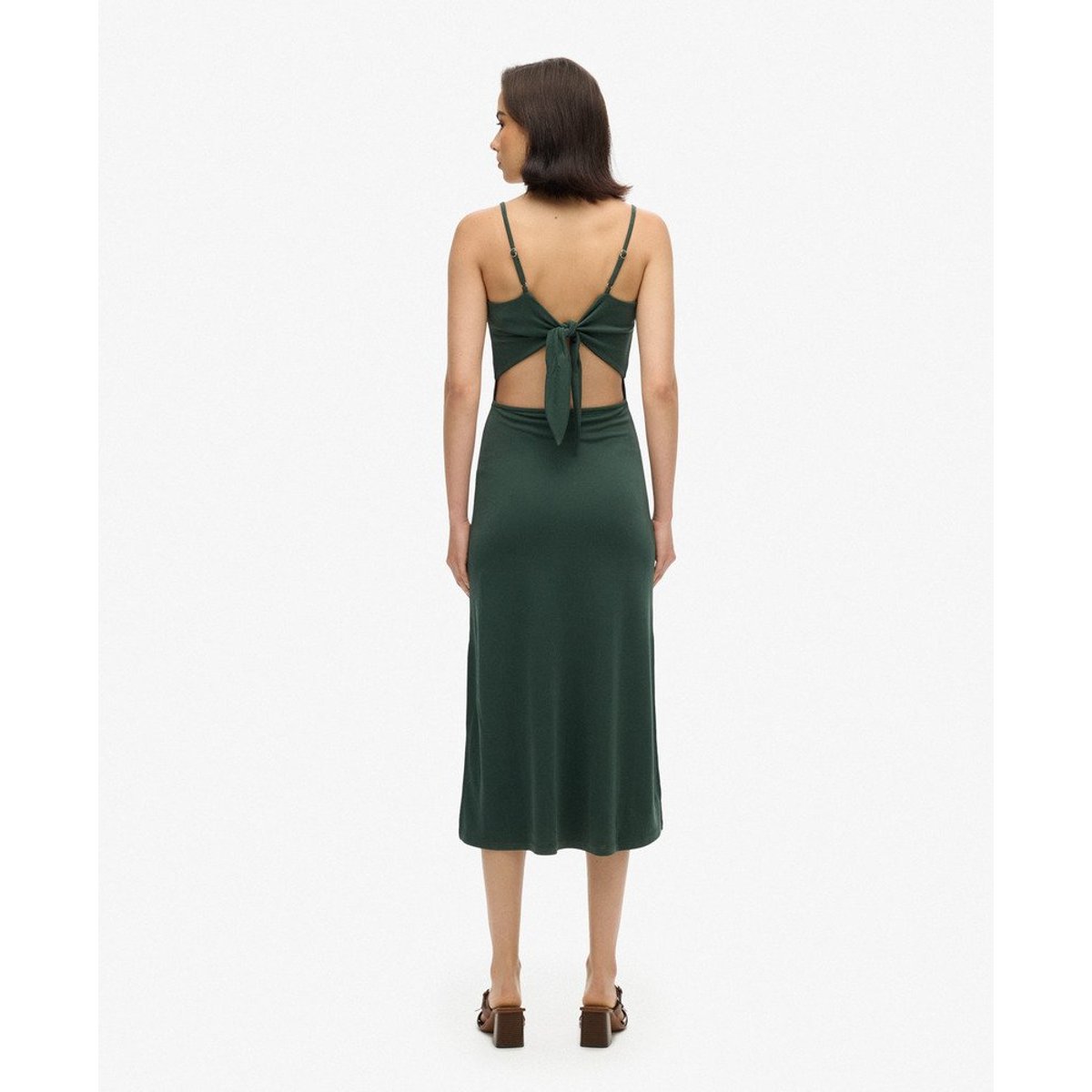Robe en jersey à dos ouvert vert forêt, SUPERDRY