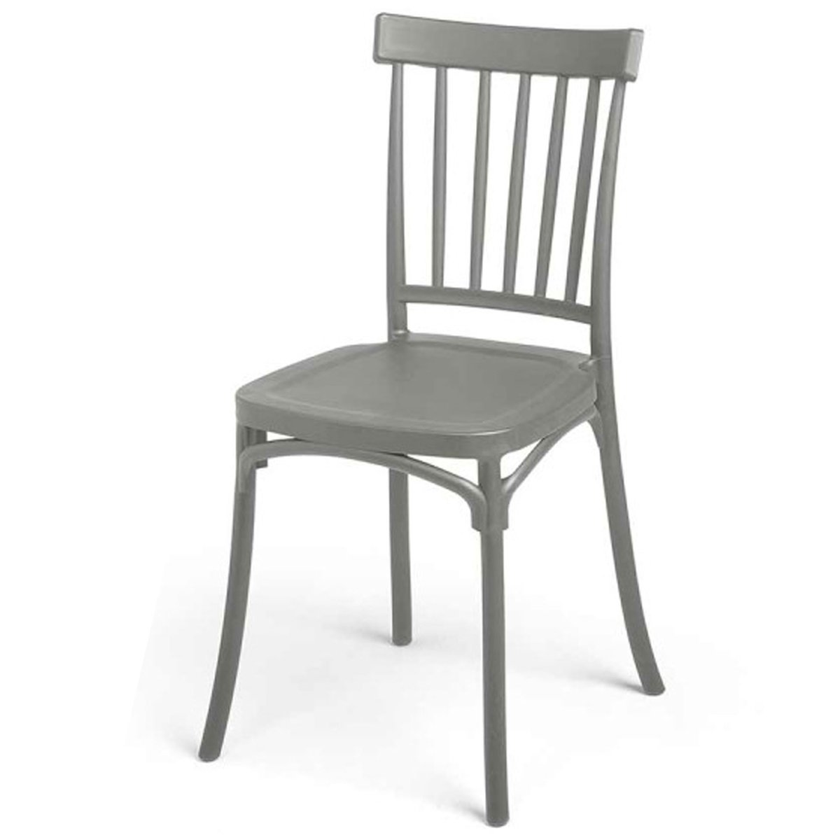 Chaise en plastique gris barreaux empilable 45x42x81.5cm gris, WADIGA