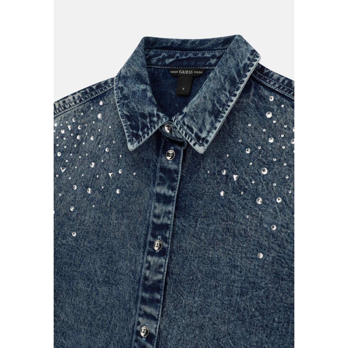 Chemise Crop En Denim bleu, GUESS KIDS