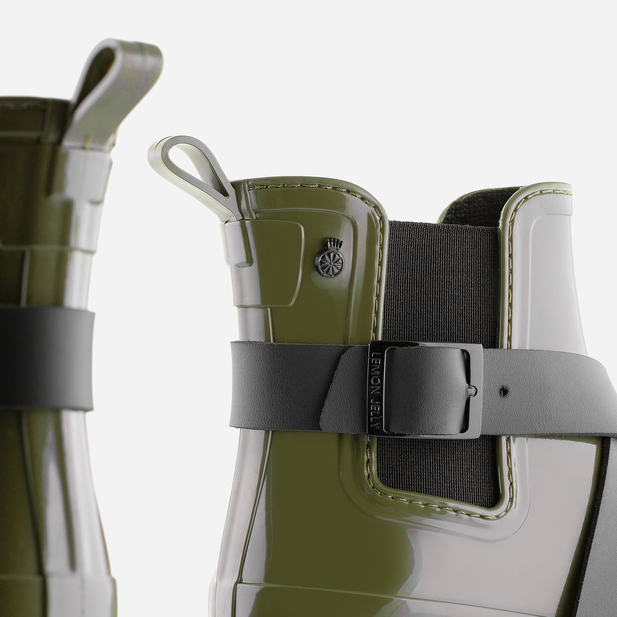 Boots de pluie vegan urbain ALMEZ vert militaire, LEMON JELLY
