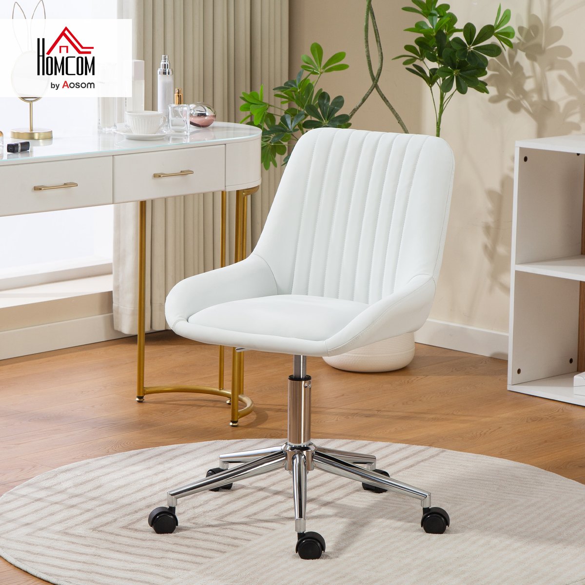 Chaise de bureau Polyuréthane Blanc blanc, HOMCOM