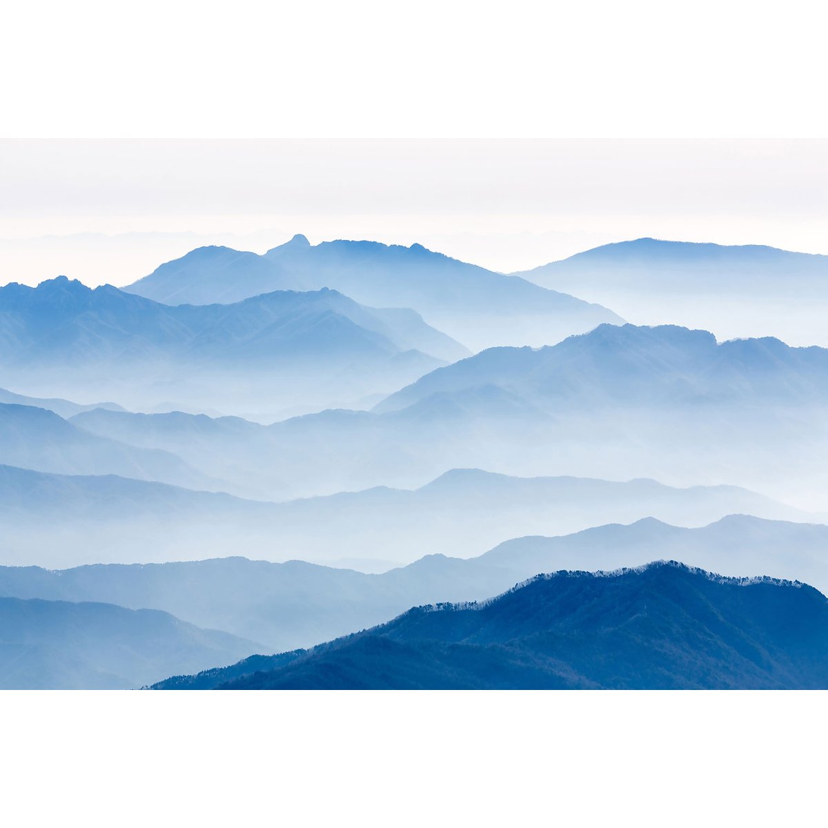 Tableau montagnes bleues tableau alu dibond, HEXOA