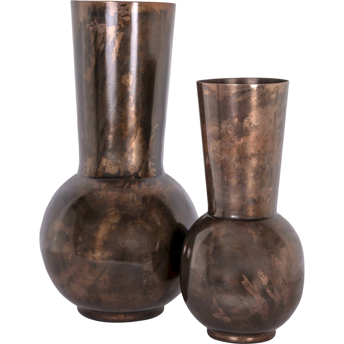 Vase évasé en aluminium style contemporain cuivre effet vieilli raffiné, RECOLLECTION
