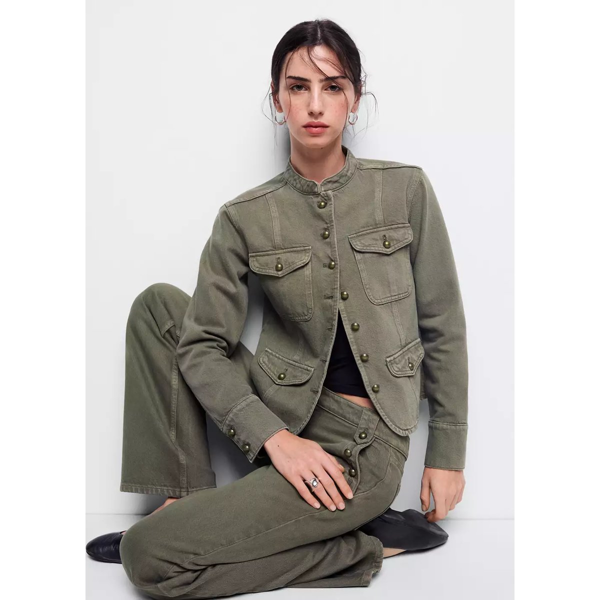 Veste jean poches kaki, MANGO TEEN
