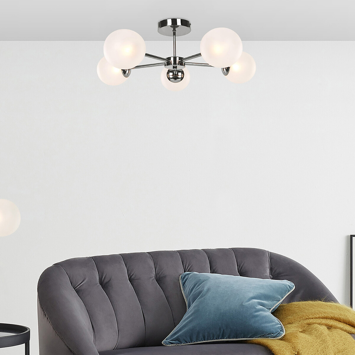 MADE.COM Globe 5-Light Semi-Flush Ceiling Light in Chrome chrome, MADE