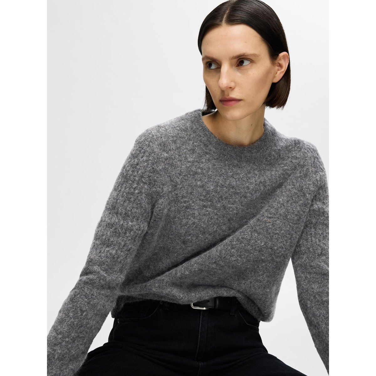 Pull medium grey melange, SELECTED